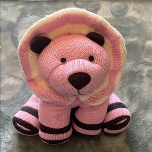Charming Pink and Brown Stuffed Lion for Kids